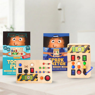 Montessori Toggle Play & Spark Switch Busy Board (Combo V6/V1)