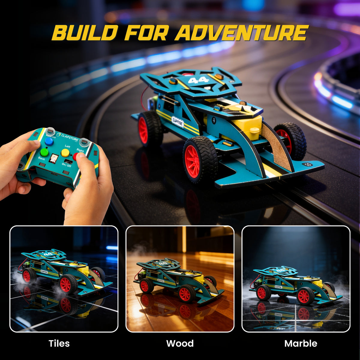 Sooper Brains™ DIY Wooden Racer Car Kit (High-Speed STEM Build Set)