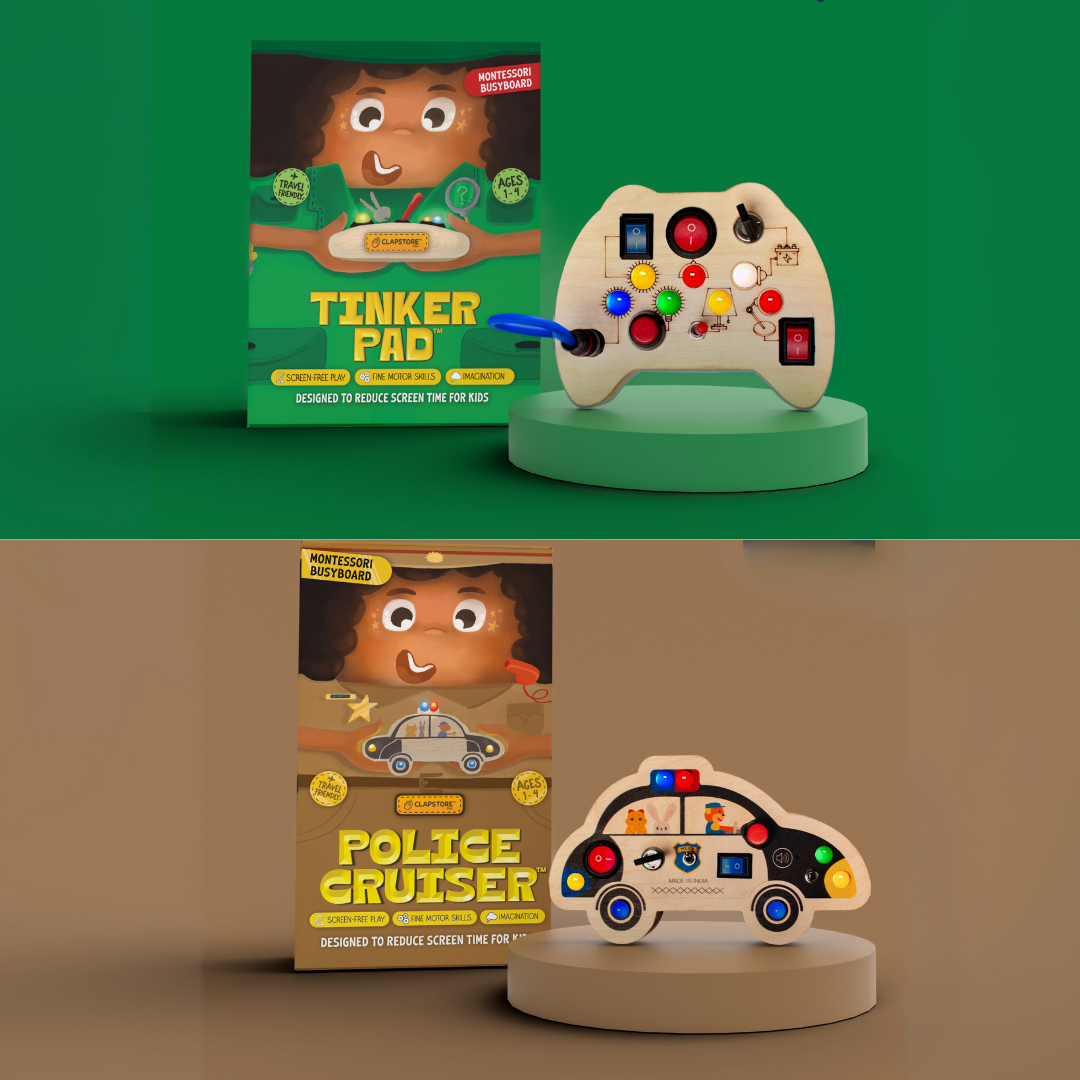Montessori Tinker Pad & Police Cruiser Busy Board Combo (V2/V7)