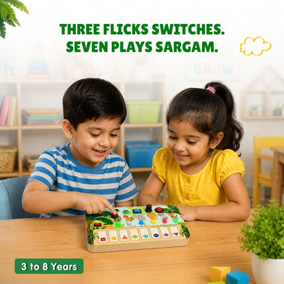 Montessori Jungle Piano-V10: 5-in-1 Wooden Musical Busy Board for Toddlers
