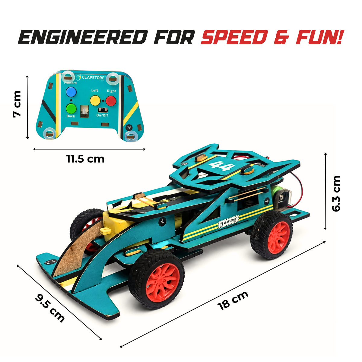 Sooper Brains™ DIY Wooden Racer Car Kit (High-Speed STEM Build Set)