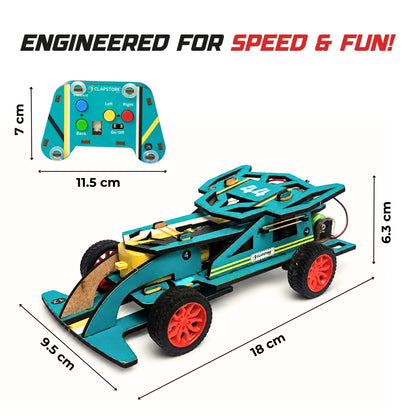 Sooper Brains™ DIY Wooden Racer Car Kit (High-Speed STEM Build Set)