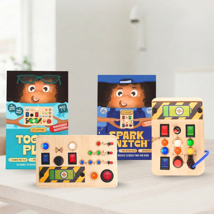 Montessori Toggle Play & Spark Switch Busy Board (Combo V6/V1)