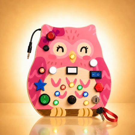 Owly Montessori Busy Board (PINK) - V20
