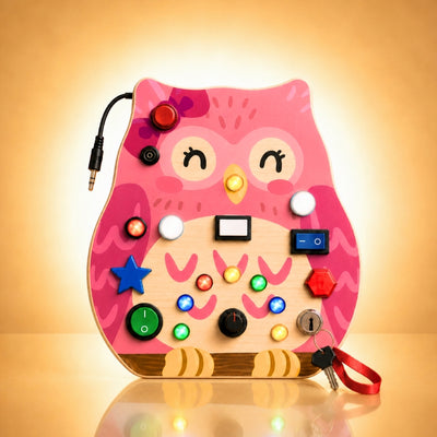 Owly Montessori Busy Board (PINK) - V20