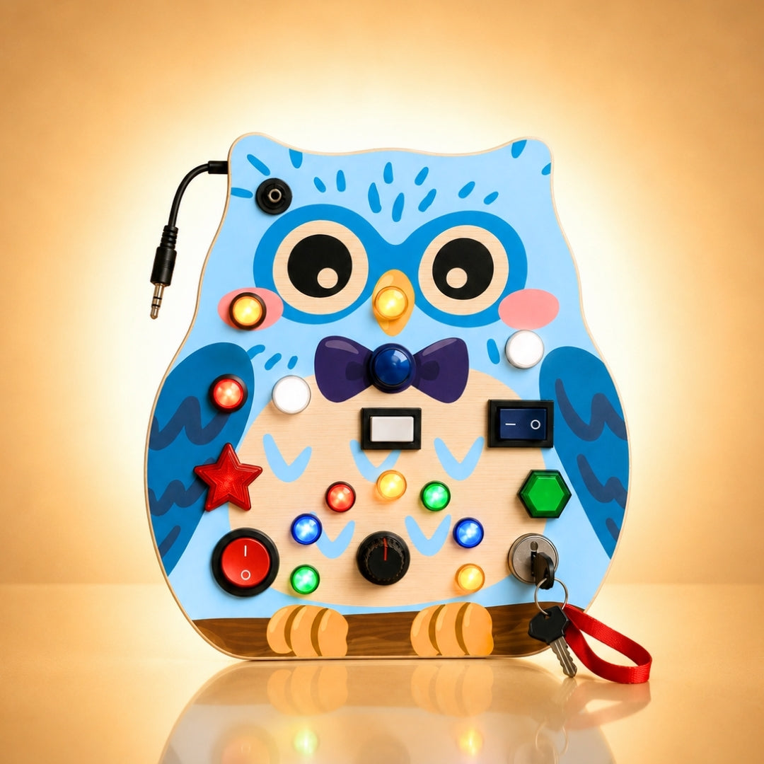 Owly Montessori Busy Board (Blue) - V19