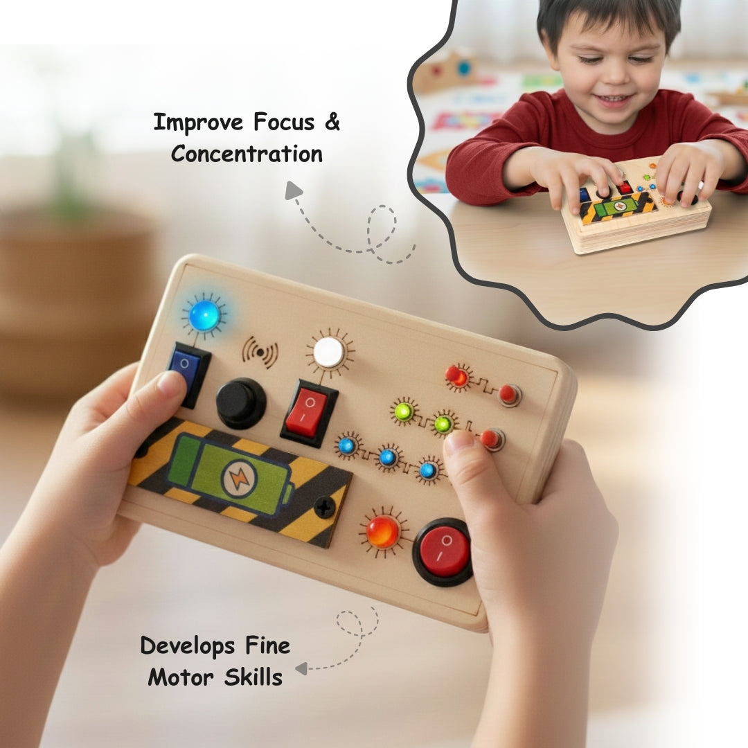 Montessori Toggle Play & Spark Switch Busy Board (Combo V6/V1)