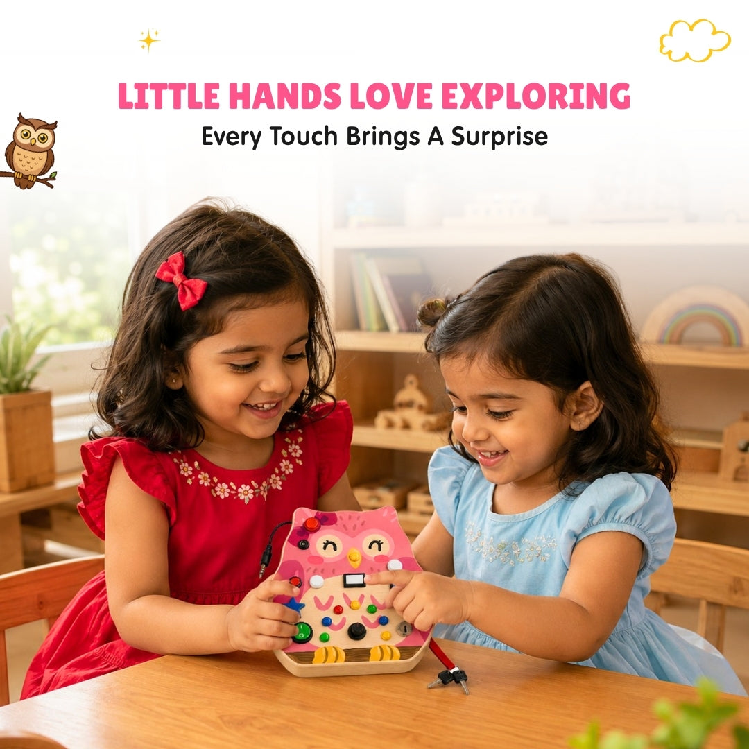 Owly Montessori Busy Board (PINK) - V20
