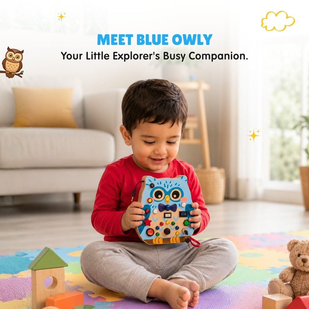 Owly Montessori Busy Board (Blue) - V19