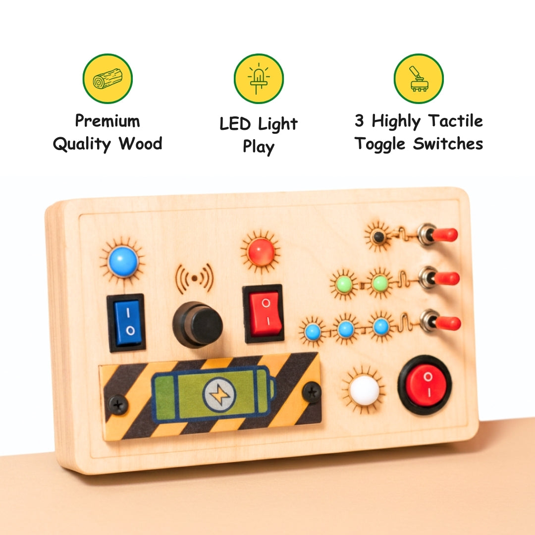 Montessori Toggle Play & Spark Switch Busy Board (Combo V6/V1)