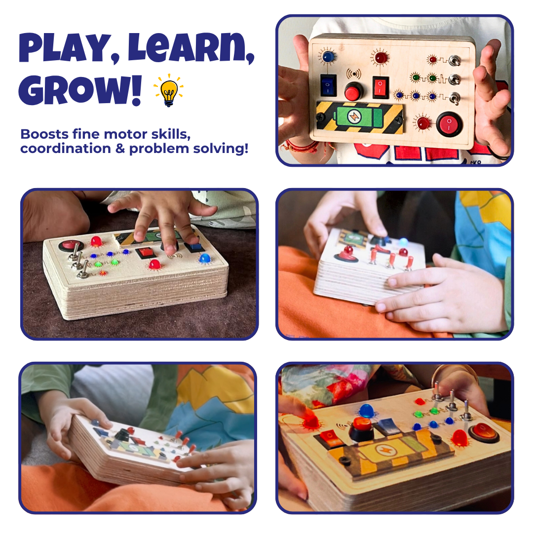 Montessori Toggle Play & Spark Switch Busy Board (Combo V6/V1)