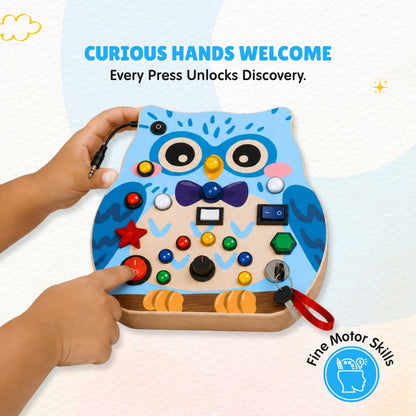 Owly Montessori Busy Board (Blue) - V19