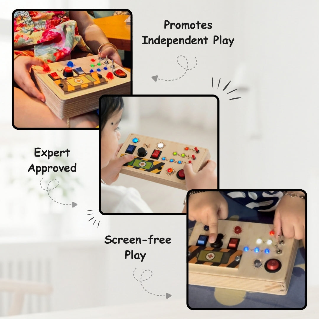Montessori Toggle Play & Spark Switch Busy Board (Combo V6/V1)