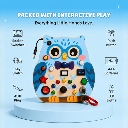 Owly Montessori Busy Board (Blue) - V19