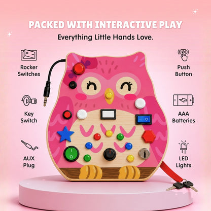 Owly Montessori Busy Board (PINK) - V20