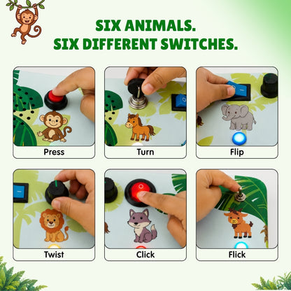 Montessori Jungle Piano-V10: 5-in-1 Wooden Musical Busy Board for Toddlers