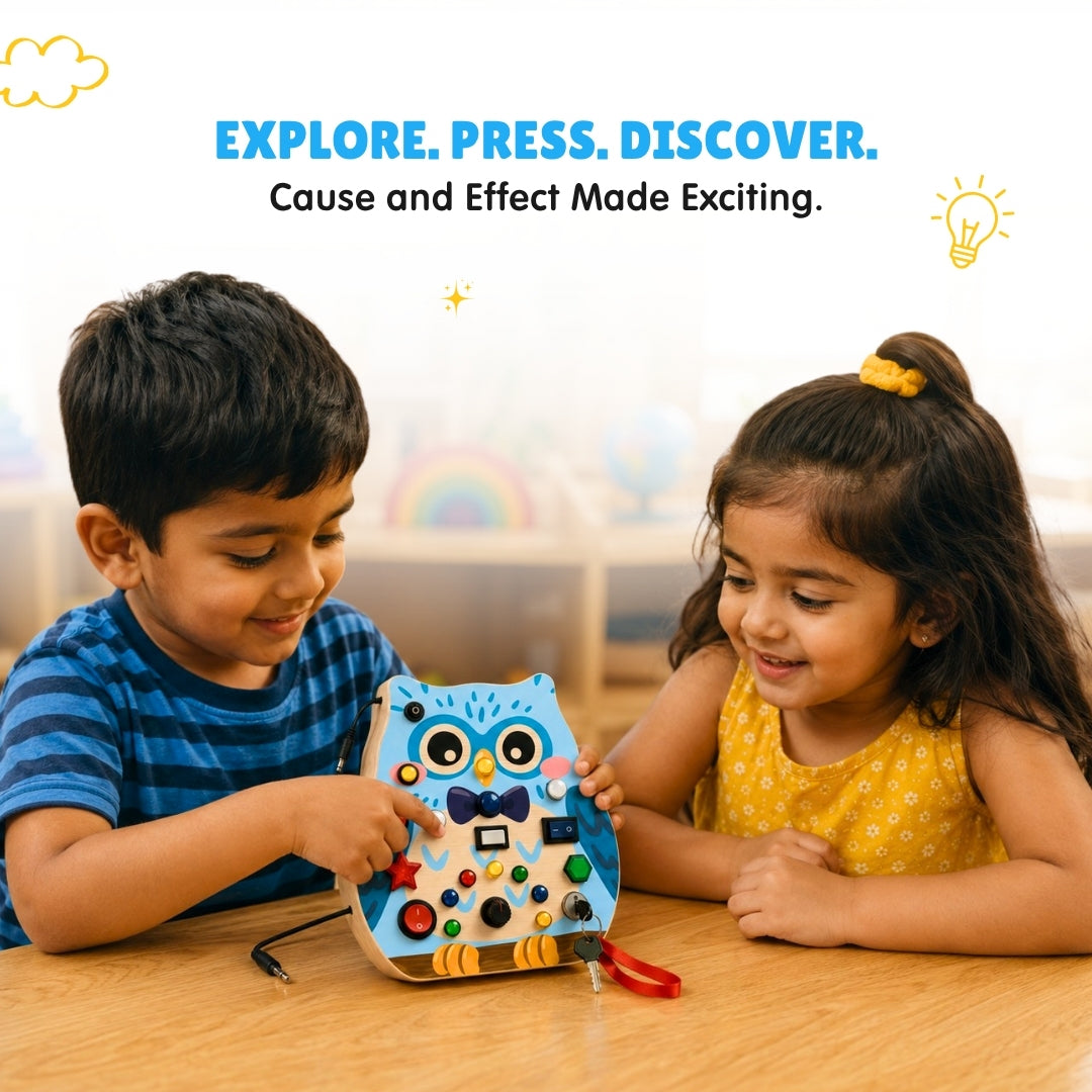 Owly Montessori Busy Board (Blue) - V19