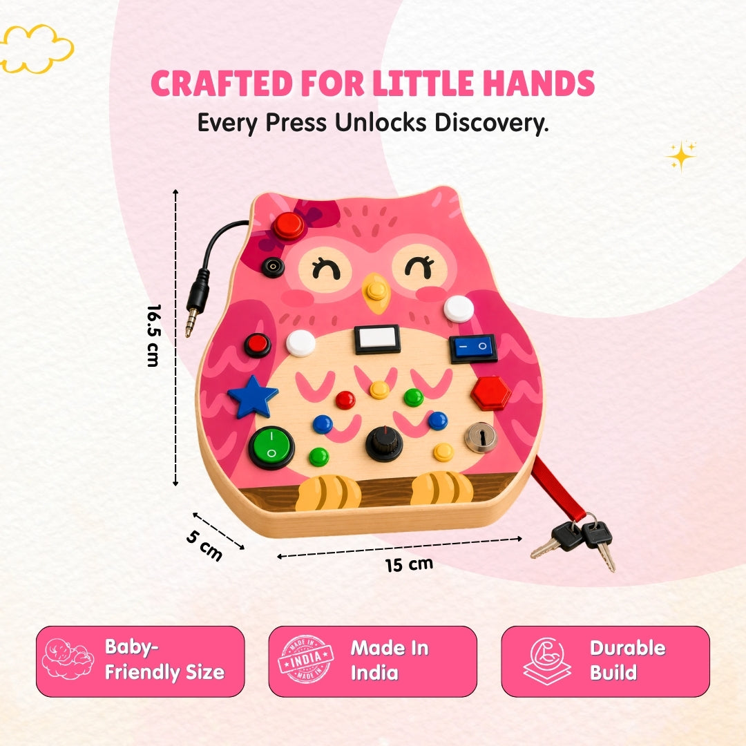 Owly Montessori Busy Board (PINK) - V20