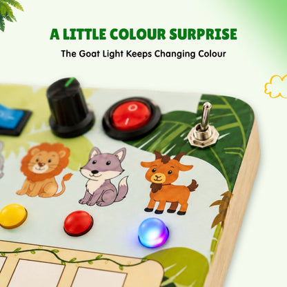 Montessori Jungle Piano-V10: 5-in-1 Wooden Musical Busy Board for Toddlers