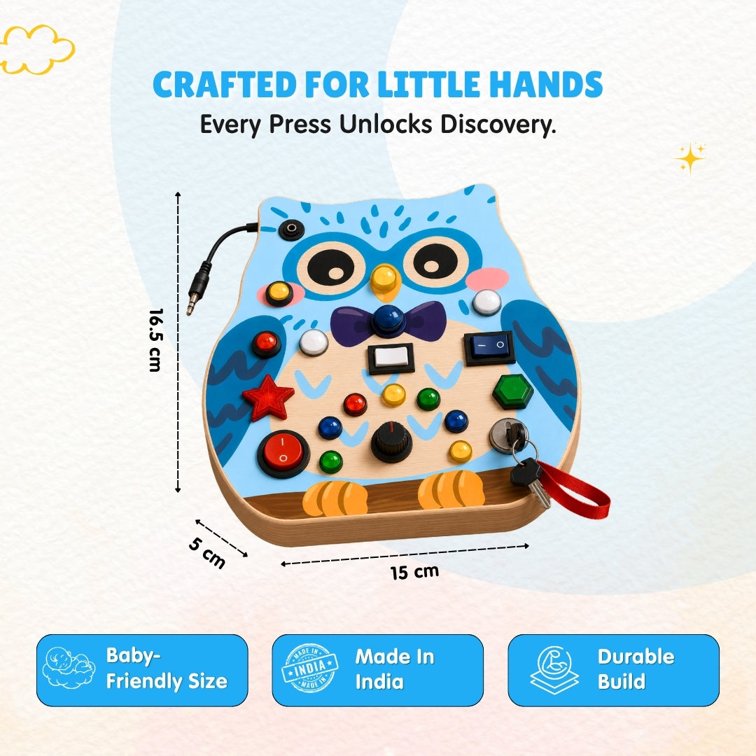 Owly Montessori Busy Board (Blue) - V19