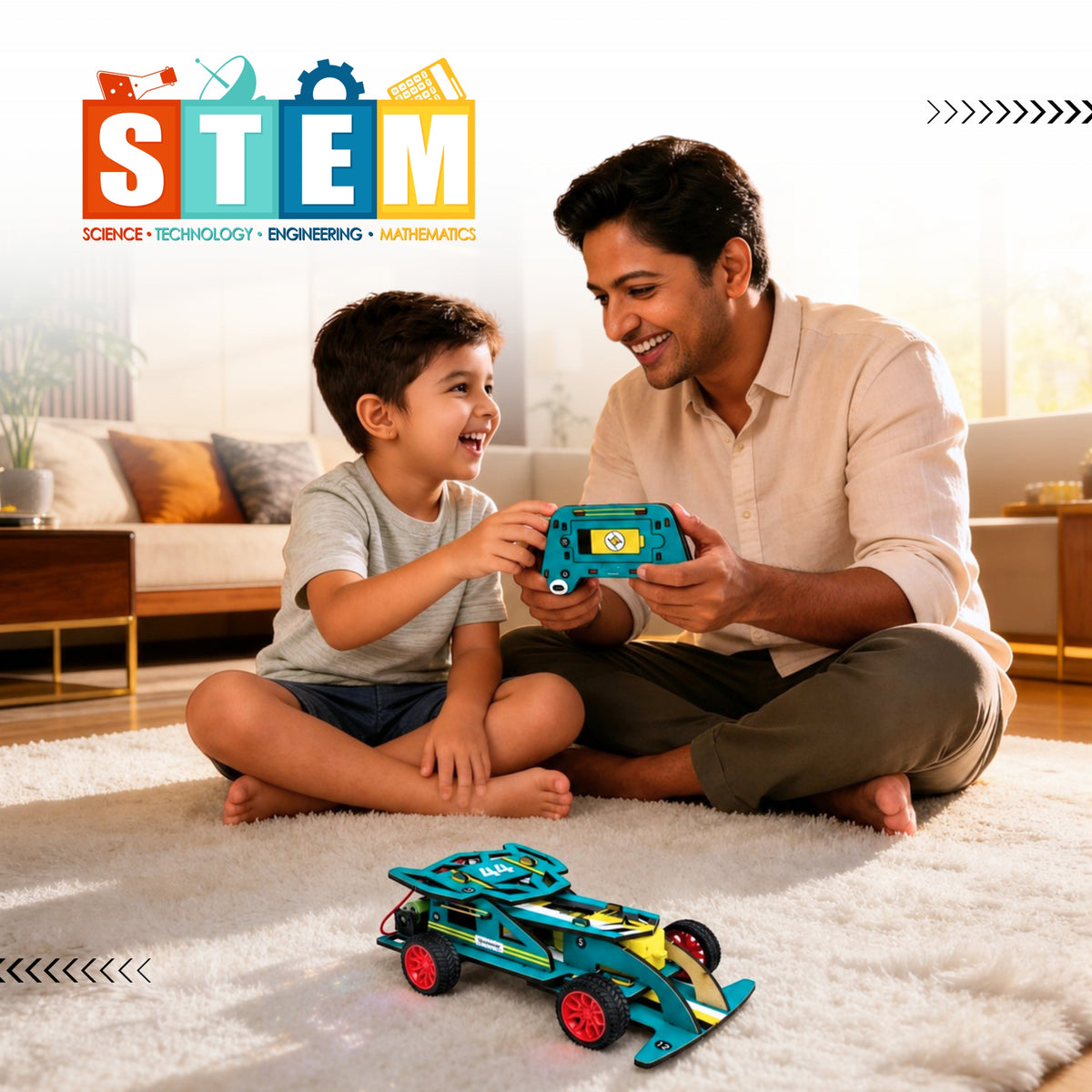 Sooper Brains™ DIY Wooden Racer Car Kit (High-Speed STEM Build Set)