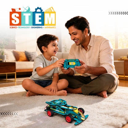 Sooper Brains™ DIY Wooden Racer Car Kit (High-Speed STEM Build Set)
