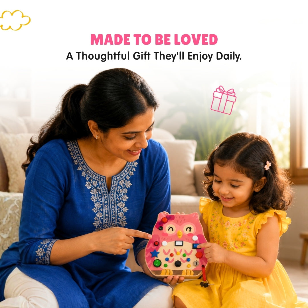 Owly Montessori Busy Board (PINK) - V20