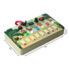 Diagram showing the product dimensions of the Montessori Jungle Piano busy board for toddlers.