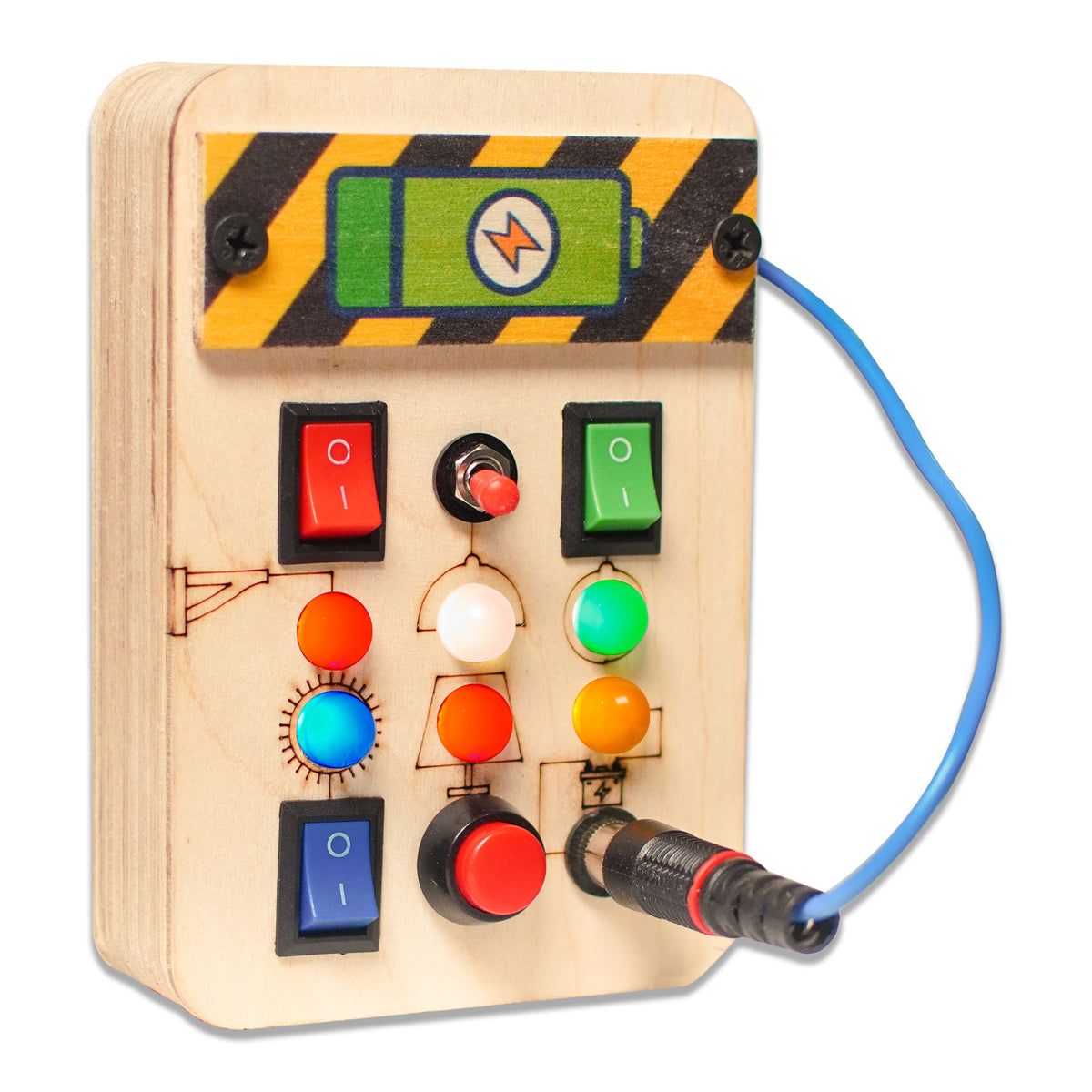 Close up View of Spark Switch Montessori Busy Board-V1 helps to Improve Creativity and Focus of Toddlers.