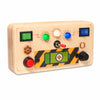 Montessori Portable Switches Wooden Busy Board With Vibration and Buzzer Module V5