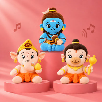 Complete the Mandir Combo: Mantra Chanting Ganesha, Shiva and Hanuman plush