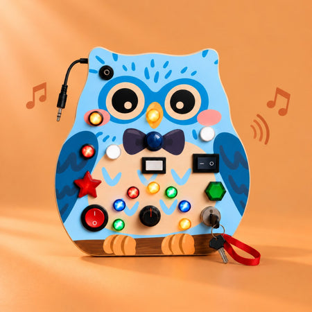 Owly Montessori Busy Board (Blue) - V19