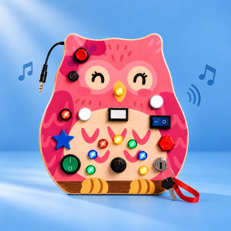 Owly Montessori Busy Board (Pink) - V20