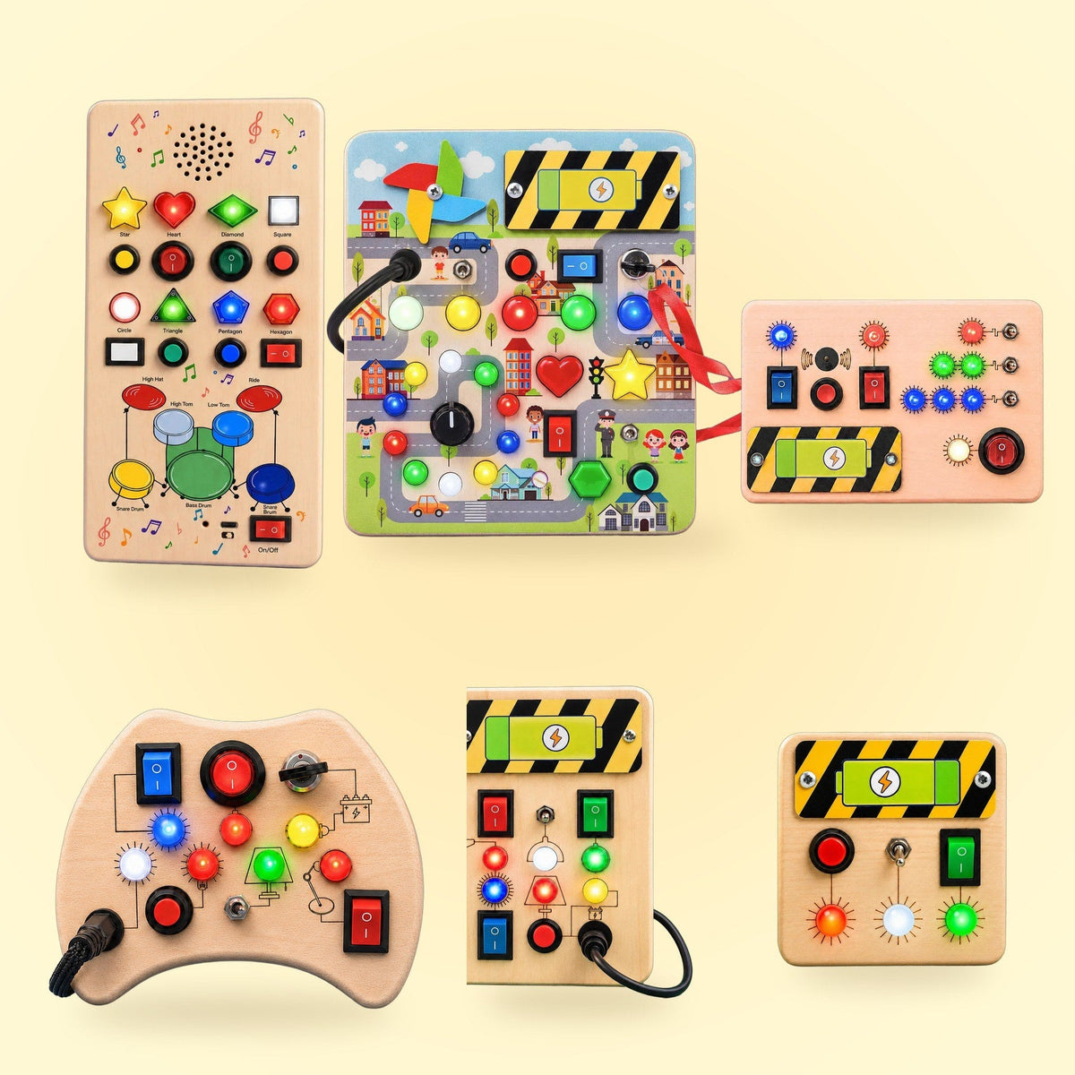 The Playroom Combo: six Clapstore busy boards together