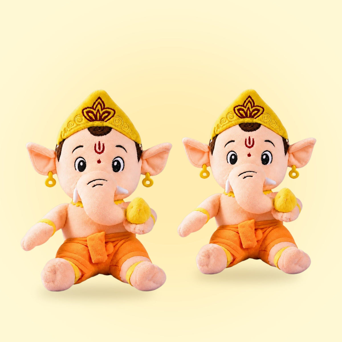 Shubh-Labh Combo: two mantra chanting Ganesha plush side by side