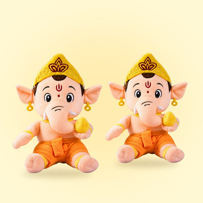 Shubh-Labh Combo: two mantra chanting Ganesha plush side by side