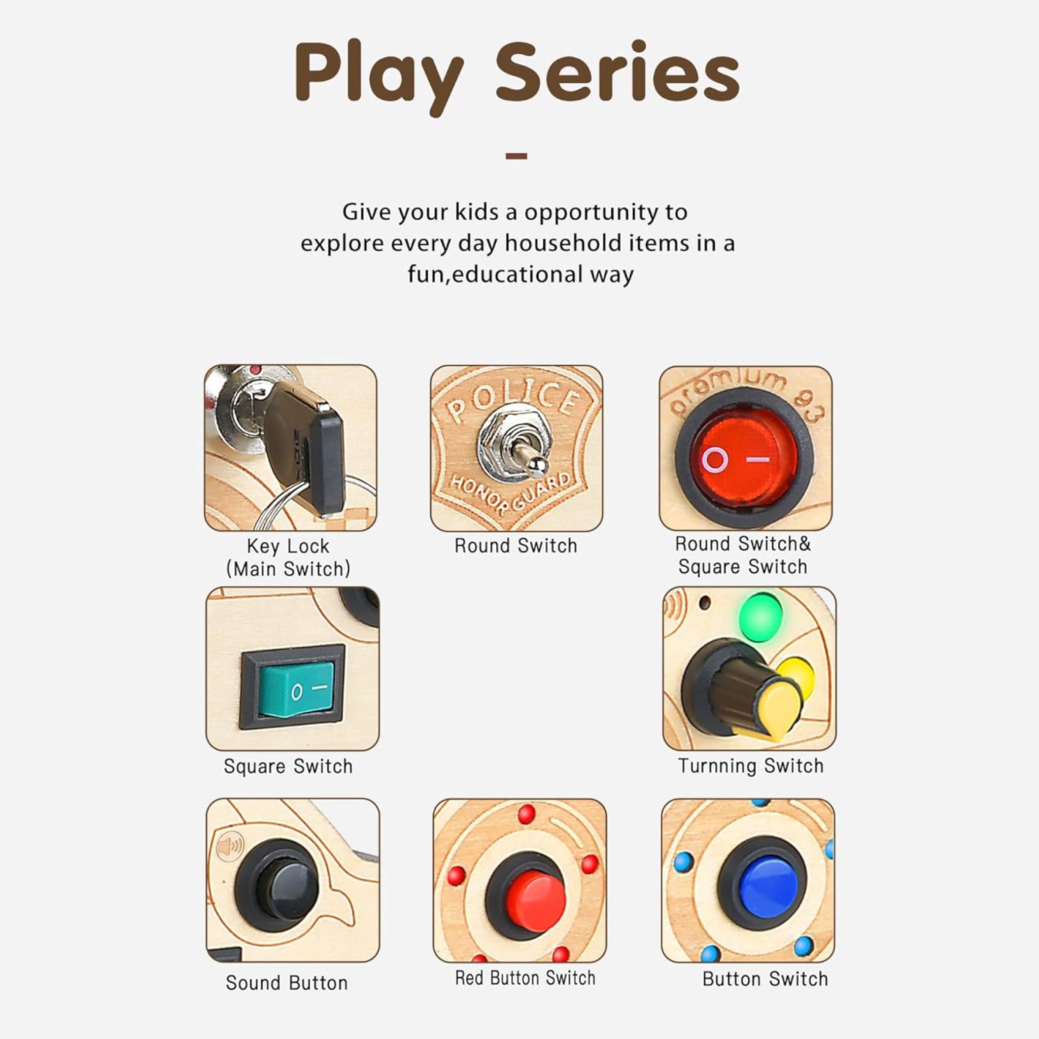 Montessori Spark Switch & Police Cruiser Busy Board Combo (V1/V7)