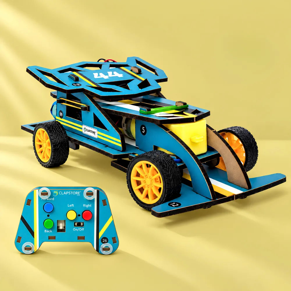 Sooper Brains™ DIY Wooden Racer Car Kit (High-Speed STEM Build Set)